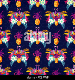 Vivid Tropical Seamless Pattern. colourful tropic Background Stock Photo
