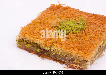 Pistachio kadayif dessert. Traditional Turkish cuisine delicacies