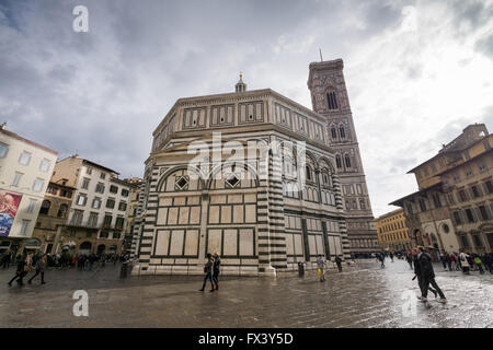 The Baptistery of San Giovanni viewed from the Campanile of Giotto, Florence, Italy, EU, Europe Stock Photo