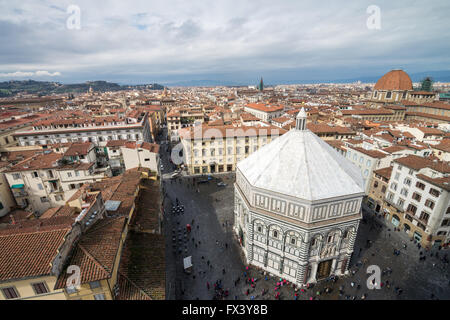 The Baptistery of San Giovanni viewed from the Campanile of Giotto, Florence, Italy, EU, Europe Stock Photo