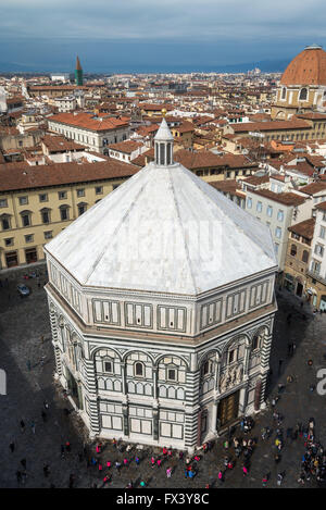 The Baptistery of San Giovanni viewed from the Campanile of Giotto, Florence, Italy, EU, Europe Stock Photo