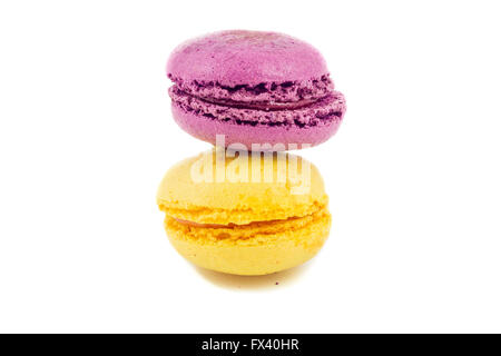 Delicious colorful fresh macaroons on white background Stock Photo