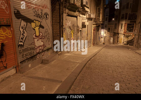 Dark street in night, Istanbul, Turkey Stock Photo