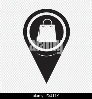 Map Pin Pointer Sale shopping bag icon Stock Vector