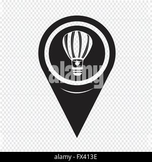 Hot Air Balloon vector pin map icon. Travel Map pointer. Summer Map ...