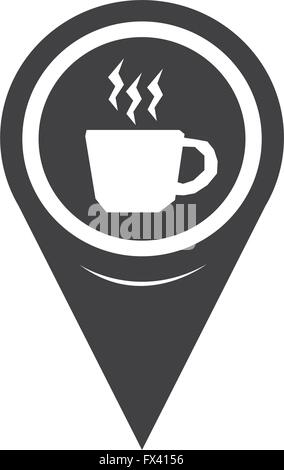 Map Pin Pointer Hot coffee cup icon Stock Vector