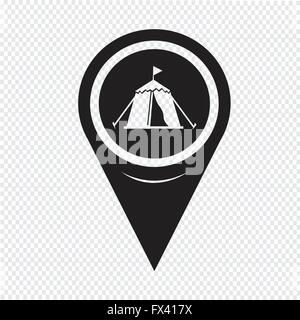 Map Pin Pointer Tent Icon Stock Vector
