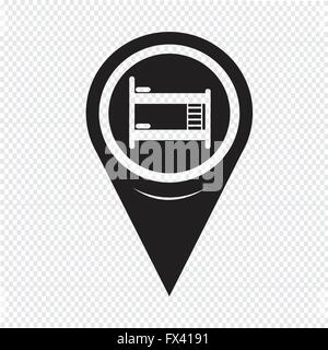 Map Pin Pointer Bed icon Stock Vector
