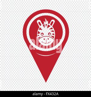 Map Pin Pointer Giraffe Face Icon Stock Vector