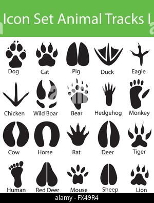 Icon Set Animal Tracks I with 20 icons for the creative use in graphic design Stock Vector