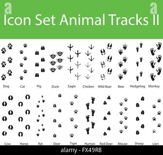 Icon Set Animal Tracks II with 20 icons for the creative use in graphic design Stock Vector