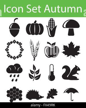 Icon Set Autumn with 16 icons for the creative use in graphic design Stock Vector