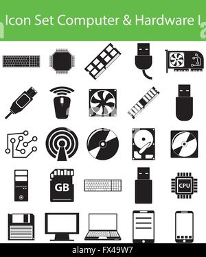 Icon Set Computer Hardware I with 25 icons for different purchase Stock Vector