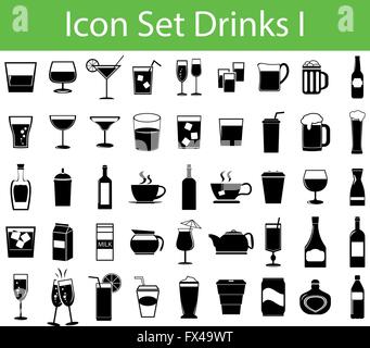 Icon Set Drinks I with 45 icons for different purchase Stock Vector