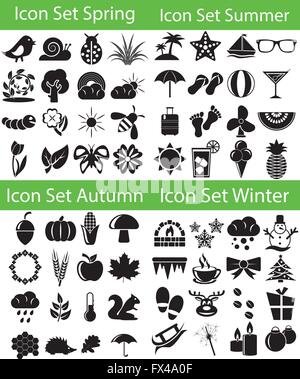 Icon Set Four Seasons  with 64 icons for the creative use in graphic design Stock Vector