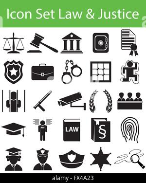 Icon Set Law and Justice with 25 icons for the creative use in graphic design Stock Vector