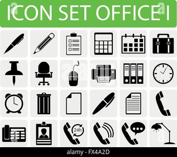 Icon set office I with 24 icons for different purchase Stock Vector