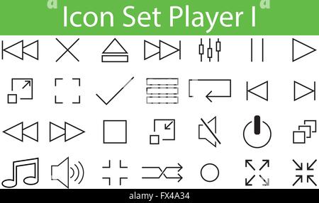 Icon Set Player I with 28 icons for different purchase Stock Vector