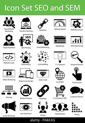 Icon Set SEO and SEM with 30 icons for the creative use in graphic design Stock Vector