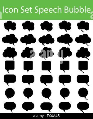 Icon Set Speech Bubble with 35 icons for different purchase Stock Vector