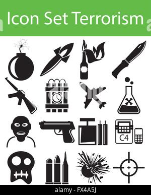 Icon Set Terrorism with 16 icons for the creative use in graphic design Stock Vector