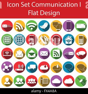 Flat Design Icon Set Communication I with 35 icons for the creative use in web an graphic design Stock Vector
