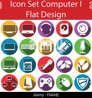 Flat Design Icon Set Computer I with 20 icons for the creative use in web an graphic design Stock Vector