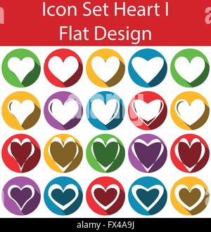 Flat Design Icon Set Heart I with 20 icons for the creative use in web an graphic design Stock Vector