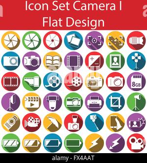 Flat Design Icon Set Camera I with 42 icons for the creative use in web an graphic design Stock Vector