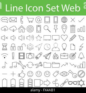 Line Icon Set Web with 80 icons for the creative use in graphic design Stock Vector