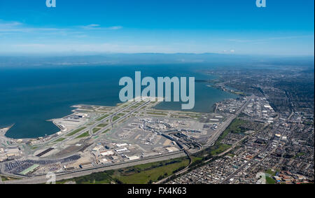 Aerial, International Airport of San Francisco, SFO, San Francisco, Bay Area, United States of America, California USA US,aerial Stock Photo