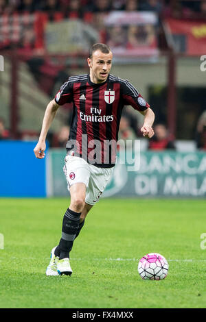 Milan, Italy. 9th Apr, 2016. Luca Antonelli (Milan) Football/Soccer : Italian 'Serie A' match between AC Milan 1-2 Juventus at Stadio Giuseppe Meazza in Milan, Italy . © Enrico Calderoni/AFLO SPORT/Alamy Live News Stock Photo