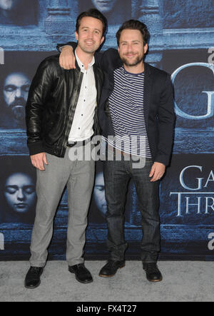 April 10, 2016 - Hollywood, CA, United States - 10 April 2016 - Hollywood, California - Rob McElhenney, Charlie Day. Arrivals for the Premiere Of HBO's ''Game Of Thrones'' Season 6 held at TCL Chinese Theater. Photo Credit: Birdie Thompson/AdMedia (Credit Image: © Birdie Thompson/AdMedia via ZUMA Wire) Stock Photo