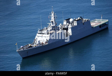 Padang, West Sumatra, Indonesia. 10th Apr, 2016. WEST SUMATRA, INDONESIA - APRIL 10 : India warship join opening of Multilateral Naval Exercise Komodo 2016 on April 10, 2016 in Padang, West Sumatra, Indonesia.'Komodo 2016'' are activities which is organized by Indonesian Navy and will be held on 12 to 16 April 2016 in Padang and Mentawai Island. These activity are composed with International Fleet Review (IFR) 2016, 15th Western Pacific Naval Symposium (WPNS) and 2nd Multilateral Naval Exercise Komodo or Multilateral Naval Exercise Komodo 2016. These activity are followed by 35 countries. Stock Photo