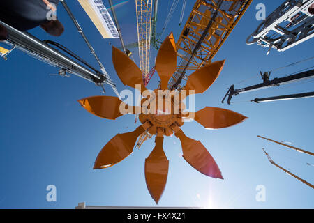 Munich, Germany. 11th Apr, 2016. An orange-peel grab by the company Negrini pictured at the building fair Bauma in Munich, Germany, 11 April 2016. Photo: PETER KNEFFEL/dpa/Alamy Live News Stock Photo