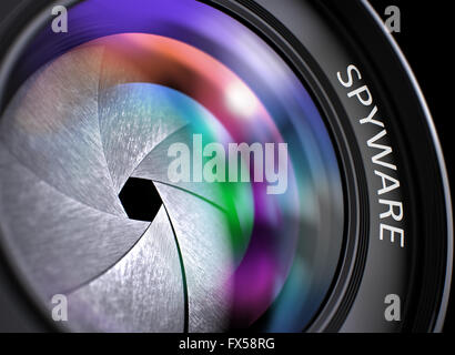 Spyware Concept on Photographic Lens. Stock Photo