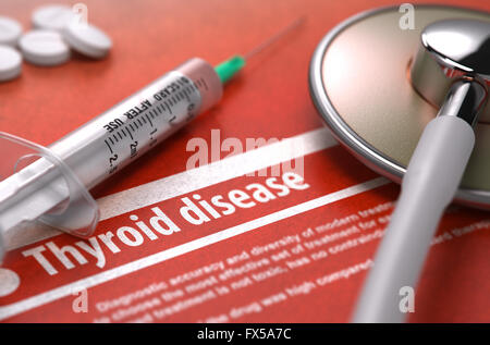 Thyroid disease - Printed Diagnosis. Medical Concept. Stock Photo