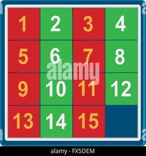 the puzzle game you play lining up all the numbers in sequence from one to fifteen Stock Vector