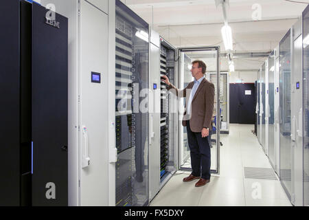 Professor Dr. Holger Gohlke of the Heinrich-Heine-University in the data center of the institute. Stock Photo
