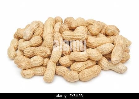 Closeup image of shelled peanuts on a white background Stock Photo