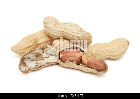 Closeup image of shelled peanuts on a white background Stock Photo