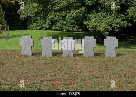 The German World War One Cemetery at Consenvoye, close to Verdun, France, The cemetery contains 11,146 German war graves. Stock Photo