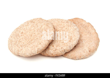 Whole wheat pita bread on a white background Stock Photo