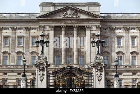 London, England – August 1, 2015: Buckingham Palace in London seen from the front at the main gate Stock Photo