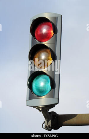 Closeup of traffic light showing the green light Stock Photo - Alamy