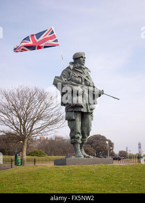 The Yomper' memorial by sculptor Philip Jackson, outside the Royal Marines Museum on Eastney Esplanade, Portsmouth, England Stock Photo