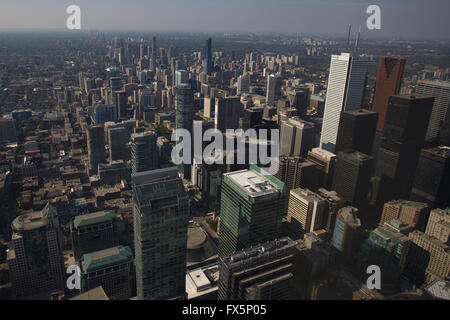 Toronto's skyline seen from the CN tower in downtown Toronto Ont., on July. 29, 2015. Stock Photo