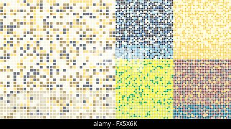 Abstract square pixel mosaic background. Seamless colorful tiles pattern. Stock Vector