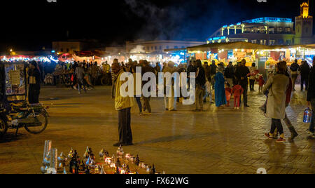 Night time in the Jemaa el Fna, Marrakech, Morocco, North Africa Stock Photo