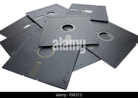 old data storage system: floppy disk 5 '1/4 Stock Photo